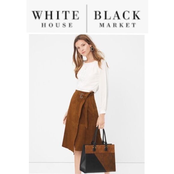 LAST CHANCE WHITE HOUSE BLACK MARKET SUEDE WRAP SKIRT - Picture 10 of 10